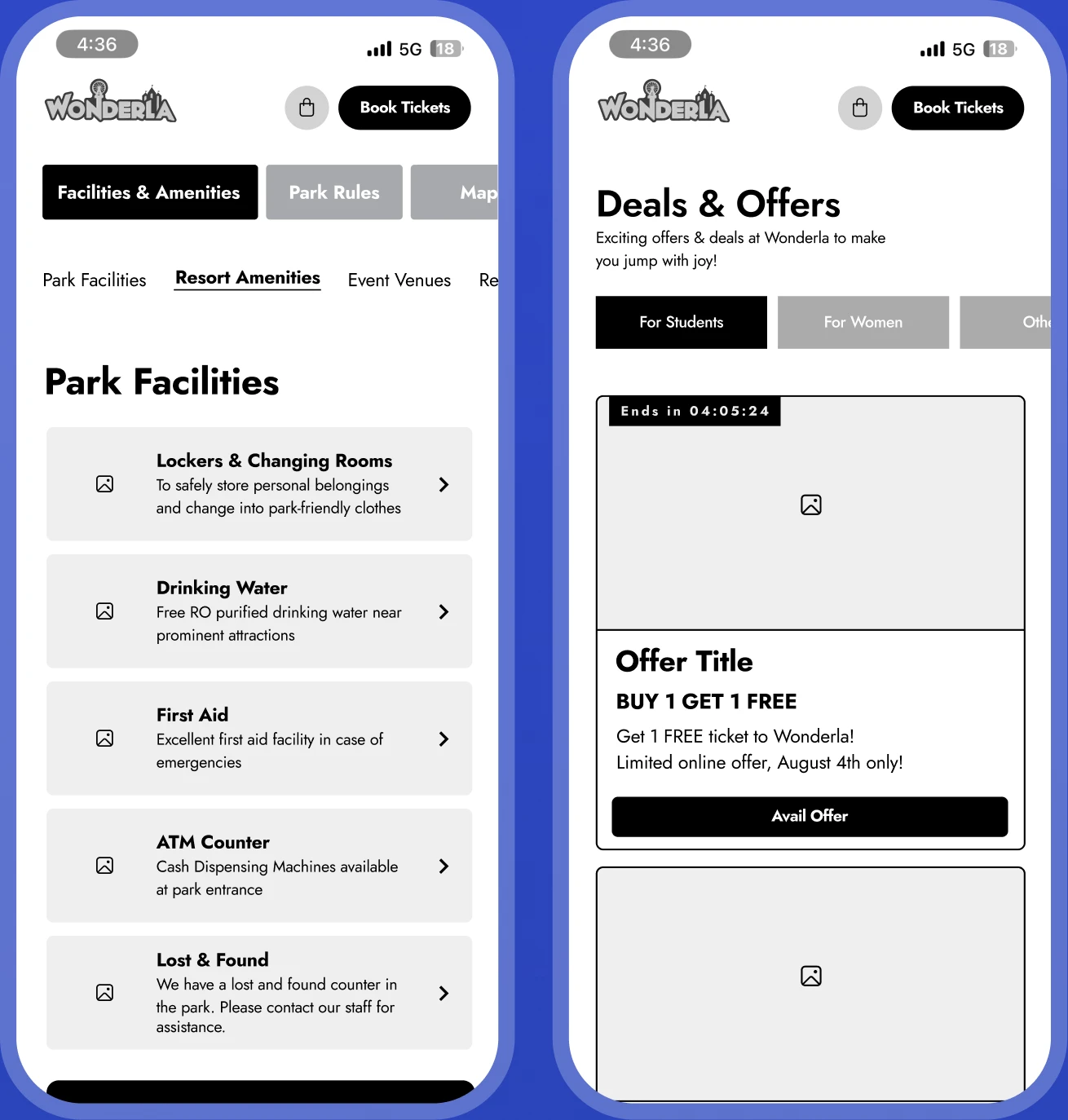 Rules and offer wireframes